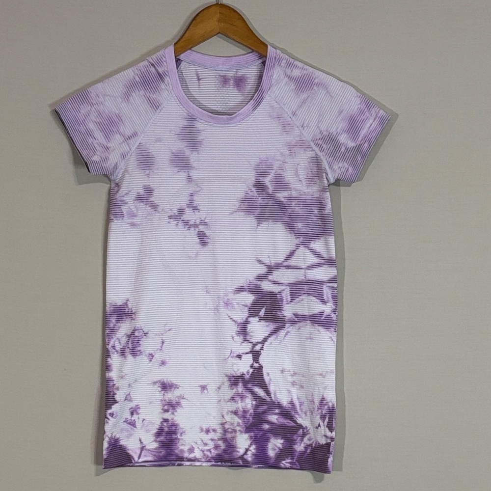 Lululemon Lavender Tie Dye Ribbed Workout Tee
